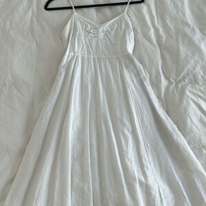 White linen midi dress